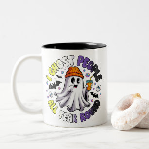 Nichtbinärer Lustiger Halloween – Ich Spuke Leute Zweifarbige Tasse