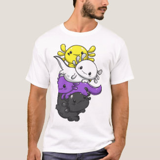 Nichtbinärer Pride Kawaii Axolotl Pile, nicht binä T-Shirt