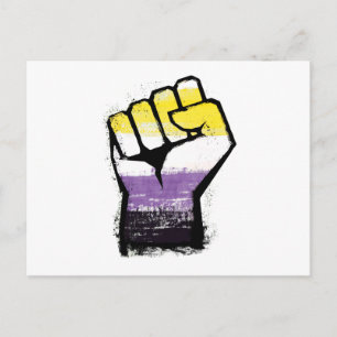 Nichtbinärer Pride-Protest-Faust Postkarte