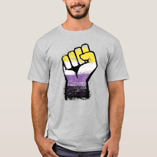 Nichtbinärer Pride-Protest-Faust T-Shirt (Vorderseite)