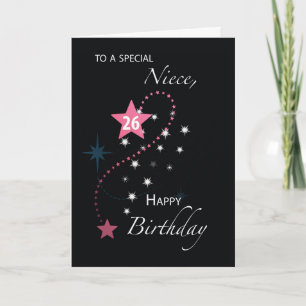 Nichte 26. Geburtstag Stern Inspirierend Rosa Karte