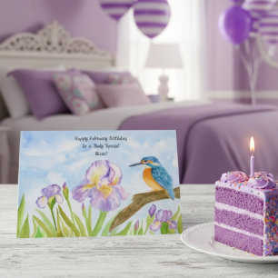 Nichte Alles Gute zum Februar-Geburtstag Eisvogel Karte