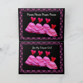 NICHTE - Blumen-Mädchen-Einladung - ROSA Kleider Einladung (Innenseite)