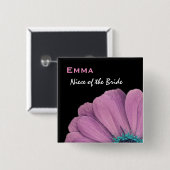 Nichte der Braut-Rosa-Gänseblümchen-Hochzeit Button (Vorne & Hinten)