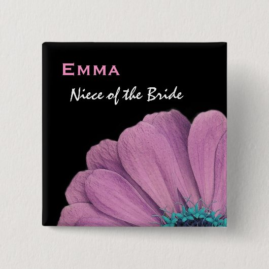 Nichte der Braut-Rosa-Gänseblümchen-Hochzeit Button (Vorderseite)