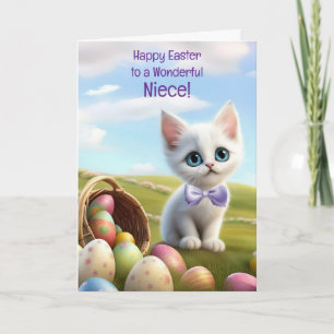 Nichte Frohe Ostern Süße Katze mit Ostereiern Karte