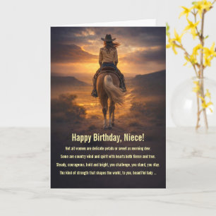 Nichte Geburtstag Country Western Cowgirl und Pfer Karte