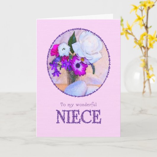 Nichte, Geburtstag mit gemalten Blume. Karte (Gelbe Blume)