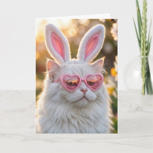 Nichte Ostern Katze mit Hasenohren Karte (Vorderseite)