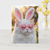 Nichte Ostern Katze mit Hasenohren Karte (Gelbe Blume)