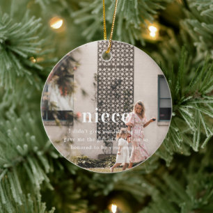 Nichte Sentimentales Foto-Andenken Weihnachten Keramik Ornament