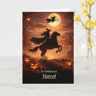 Nichte Süße Halloween-Hexen in der Nacht Karte