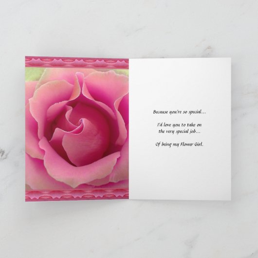 Nichte wirst du mein Blumenmädchen sein? Rosa Klei Einladung (Innenseite)