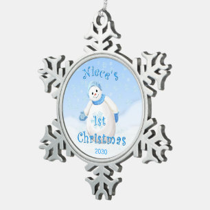 Nichten-1. Weihnachtsandenken Schneeflocken Zinn-Ornament