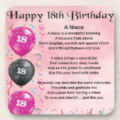 Nichten-Gedicht - 18. Geburtstag Getränkeuntersetzer (Vorderseite)