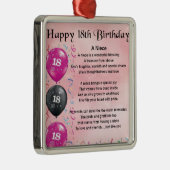 Nichten-Gedicht - 18. Geburtstag Silbernes Ornament (Rechts)