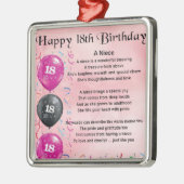 Nichten-Gedicht - 18. Geburtstag Silbernes Ornament (Links)