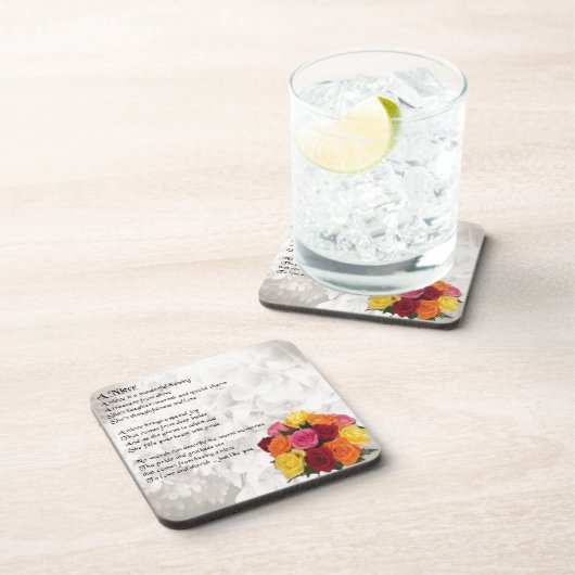 Nichten-Gedicht - Blumen Getränkeuntersetzer (Rechte Seite)