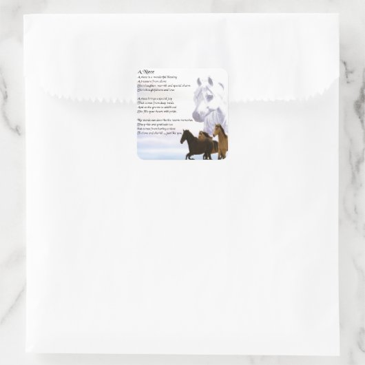 Nichten-Gedicht - Pferde Quadratischer Aufkleber (Tasche)