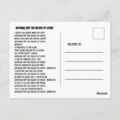 Nichts als das Blut Jesu Christlichen Hymne Postkarte (Rückseite)