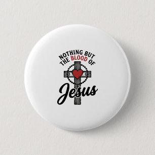 Nichts als das Blut Jesu Vintage-Kreuz-Shirt Button