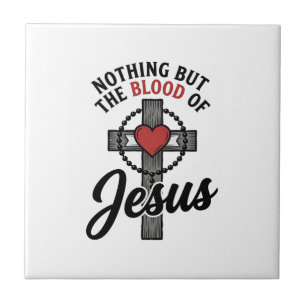 Nichts als das Blut Jesu Vintage-Kreuz-Shirt Fliese