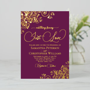 Nichts Besonderes, Nur Liebe Hochzeit Magenta Pfla Folieneinladung