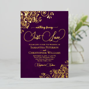 Nichts Besonderes, Nur Liebe Hochzeit Pflaume Purp Folieneinladung