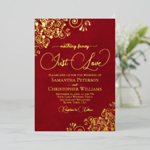 Nichts Besonderes, nur Liebe Hochzeit Scharlachrot Folieneinladung