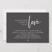 Nichts Besonderes, nur Liebe, moderne Hochzeitsfei Einladung (Vorderseite)