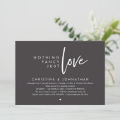 Nichts Besonderes, nur Liebe, moderne Hochzeitsfei Einladung (Stehend Vorderseite)