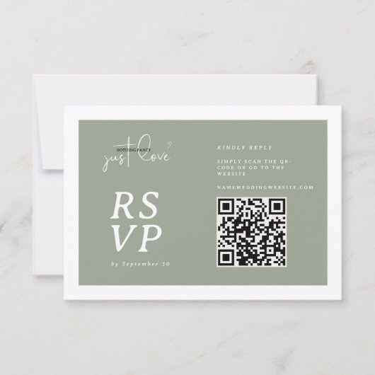 Nichts Besonderes, nur Liebe Salbei Grün QR-Code R RSVP Karte (Vorderseite)