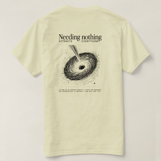 "Nichts brauchen" – Minimalistischer Vortex-Tee T-Shirt (Design Rückseite)