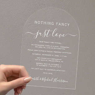 Nichts Extravagant nur Liebe Arch Hochzeitsempfang Acryleinladungen