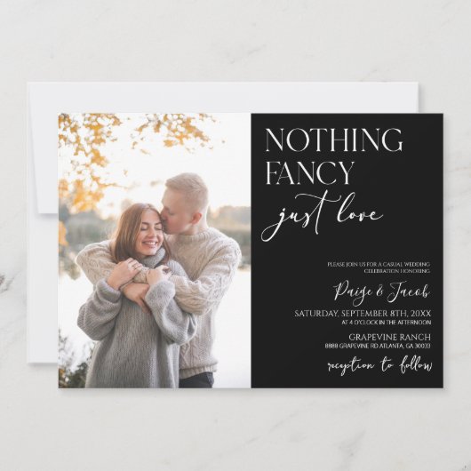 Nichts Extravagant nur Liebe Bild Lässig Hochzeit Einladung (Vorderseite)