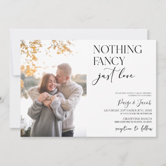 Nichts Extravagant nur Liebe Bild Lässig Hochzeit Einladung (Vorderseite)