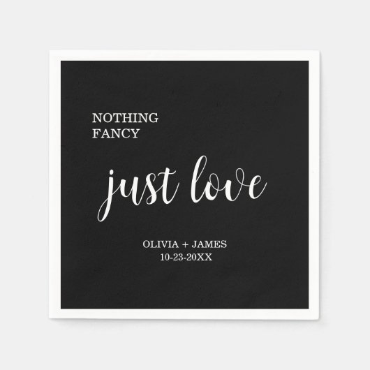 Nichts Extravagant nur Liebe Black Wedding Serviette (Vorderseite)