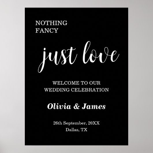 Nichts Extravagant nur Liebe Black Wedding Willkom Poster (Vorne)