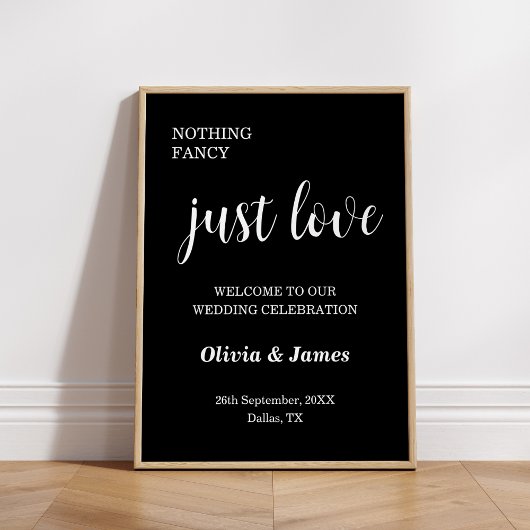Nichts Extravagant nur Liebe Black Wedding Willkom Poster