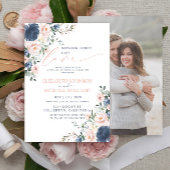 Nichts Extravagant nur Liebe Blue Blush Foto Hochz Einladung