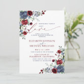 Nichts Extravagant nur Liebe Blue Burgundy Lässig Einladung (Stehend Vorderseite)