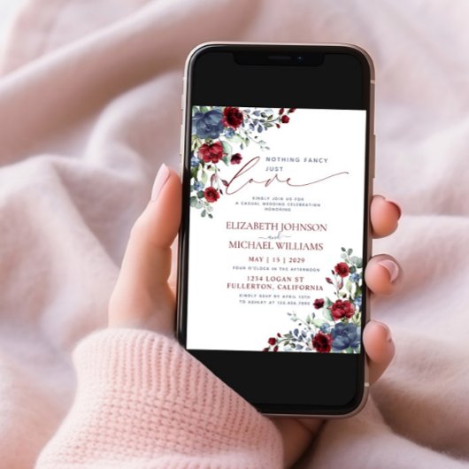 Nichts Extravagant nur Liebe Blue Burgundy Lässige Einladung