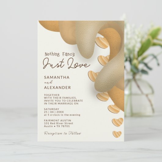 Nichts Extravagant nur Liebe Boho Lässig Hochzeit Einladung (Stehend Vorderseite)