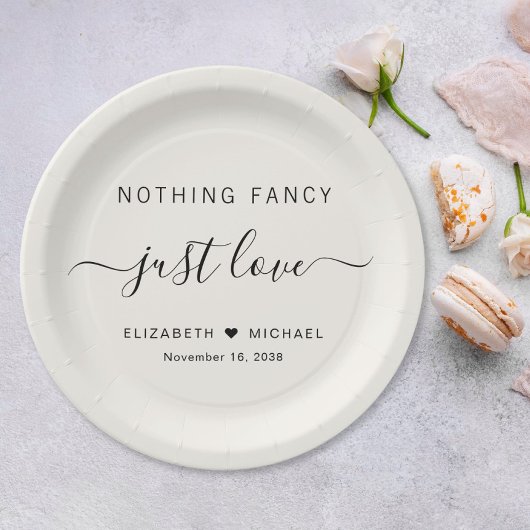 Nichts Extravagant nur Liebe Cream Wedding Pappteller