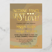 Nichts Extravagant nur Liebe Earthtone Retro Hochz Folieneinladung (Vorderseite)