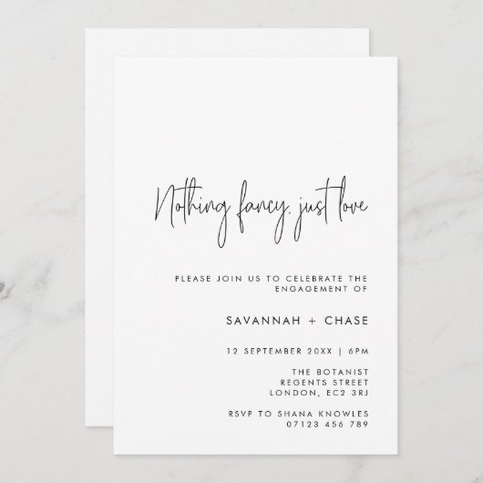 Nichts Extravagant nur Liebe, einfach eine engagie Einladung (Vorne/Hinten)
