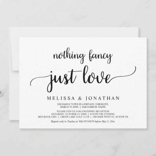 Nichts Extravagant nur Liebe, einfach nur rustikal Einladung (Vorderseite)