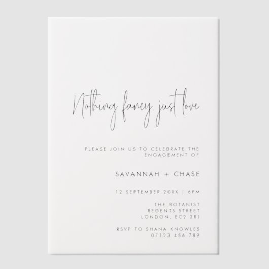 Nichts Extravagant nur Liebe Einfache Engagement P Pergament Einladungen (Vorderseite)