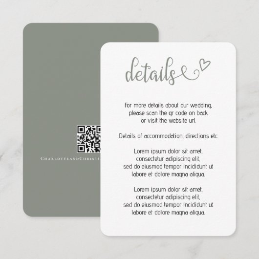 Nichts Extravagant, nur Liebe einfacher QR-Code Begleitkarte (Vorne/Hinten)