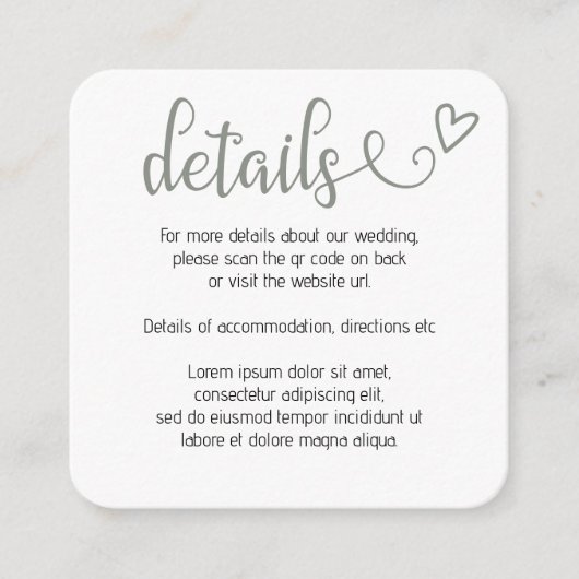 Nichts Extravagant, nur Liebe einfacher QR-Code Begleitkarte (Vorderseite)